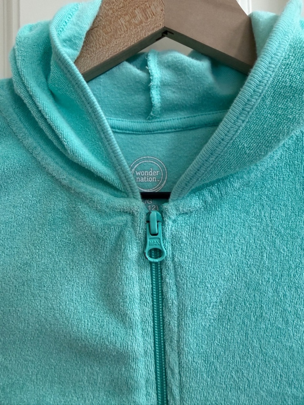Wonder Nation Girls Terry Swim Cover Up in Turquoise, Size L (10/12) - Picture 6 of 8
